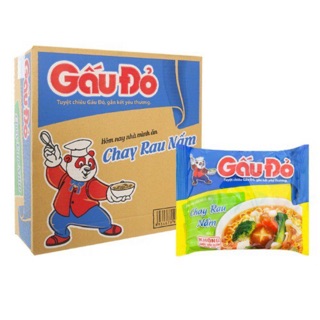Thùng 30 gói mì chay rau nấm Gấu Đỏ 64g