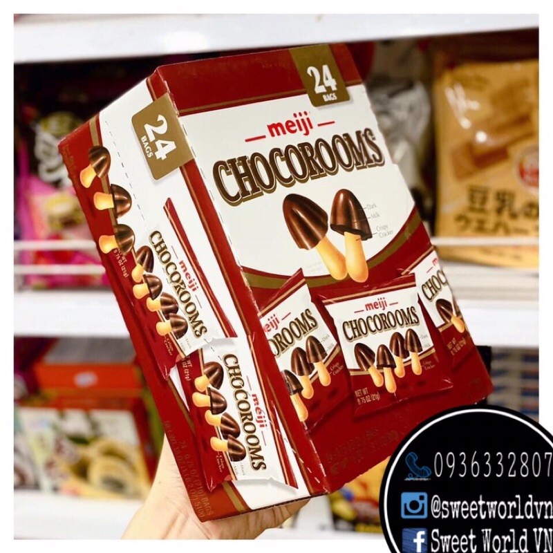 [HỘP 24 GÓI] Bánh nấm Meiji (510g) - Mỹ