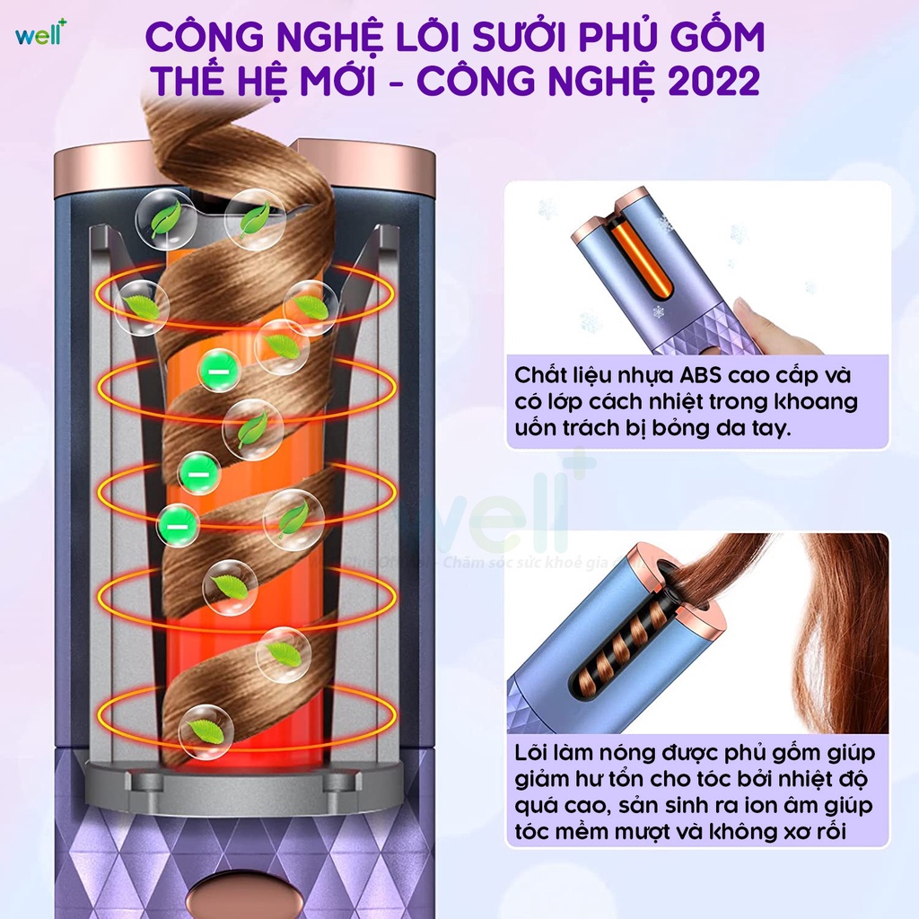 Máy Uốn Tóc Tự Động PinkBliss - 6 Chế Độ Không Dây, Làm Tóc Xoăn Chuẩn Salon Chuyên Nghiệp