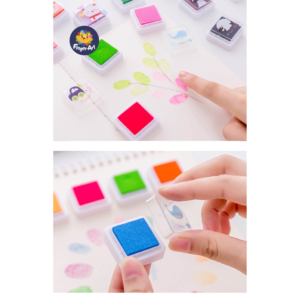 Bộ 12/24 Hộp Màu Vẽ Vân Ngón Tay Kèm Bộ Tranh Cho Bé Phát Huy Khả Năng Sáng Tạo
