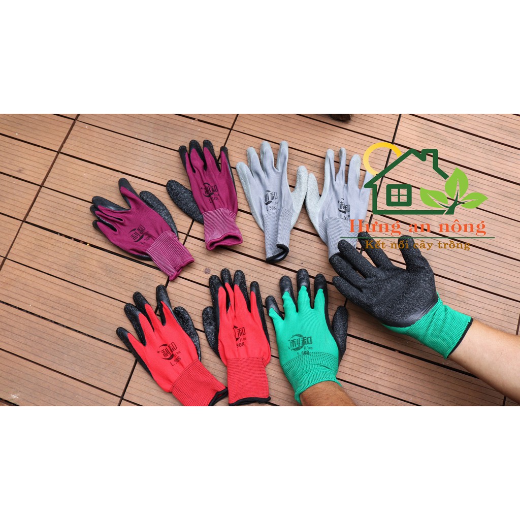 BTL3 - bao tay lao động chất liệu phủ cao su tự nhiên, kim dệt chống nhăn, chống trượt, chống trầy xước, chịu nhiệt