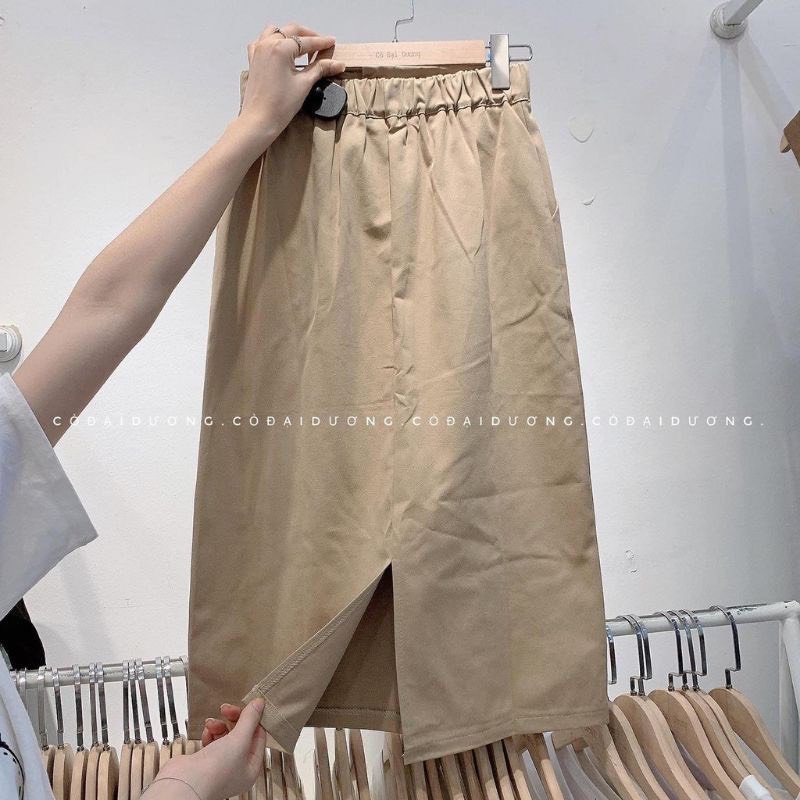 Chân Váy dài Ulzang KaKi Siêu Trẻ Trung Cá Tính_M205