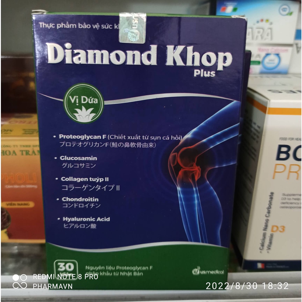 Diamond khớp Plus Japan (hộp 30 viên)-Glucosamine, Bổ Xương Khớp, Thoái Hóa Khớp, Đau Khớp, Khô Khớp