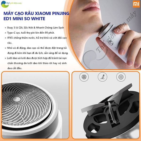 Máy cạo râu Xiaomi Pinjing ED1 Mini So White - Bảo hành 6 Tháng - Shop Thế giới điện máy