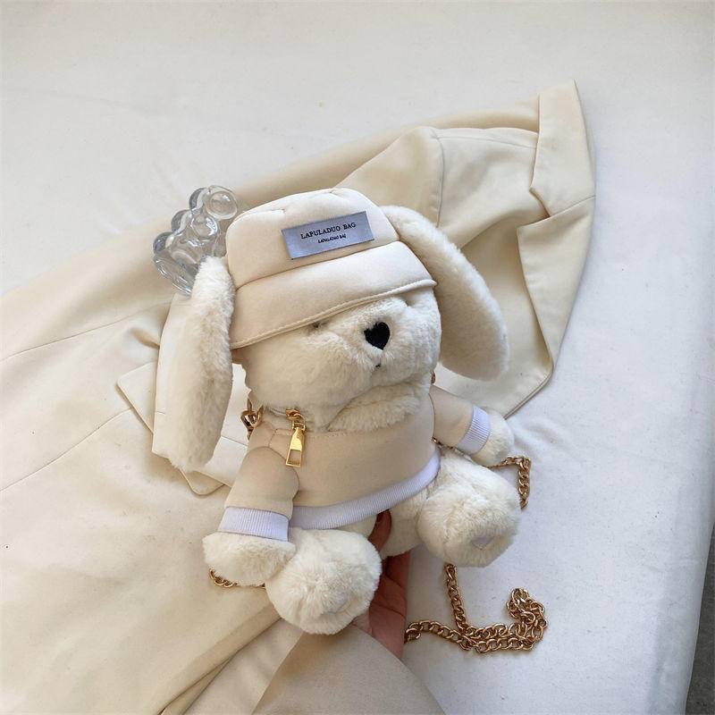 Túi Đeo Chéo Phủ Lông Hình Thỏ Dễ Thương Thời Trang Cho Nữ