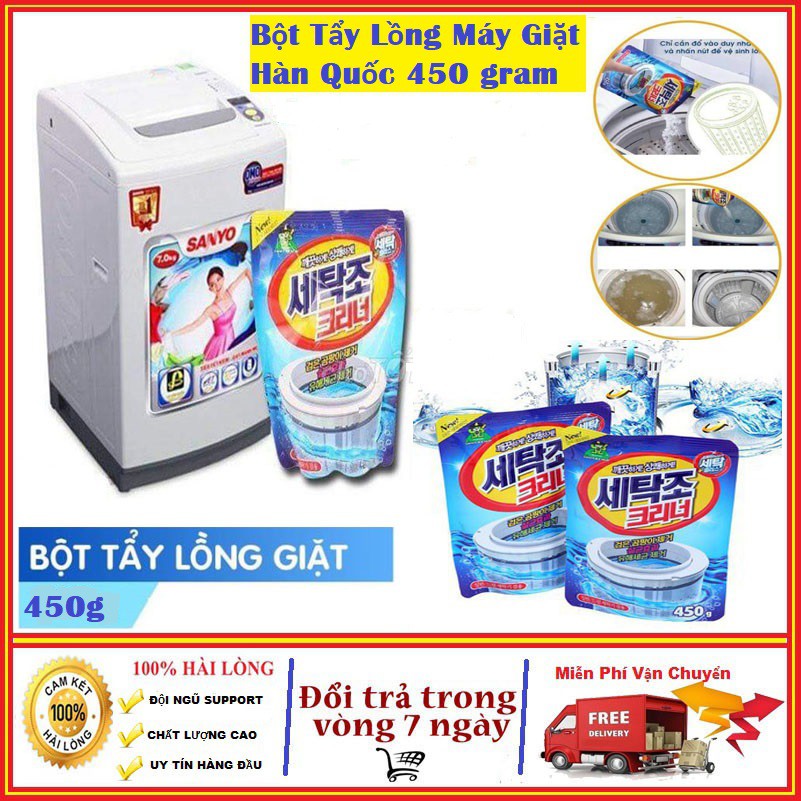 Vệ Sinh Máy Giặt, Bột Tẩy Lồng Máy Giặt Hàn Quốc Gói 450G - Siêu Tiện Dụng Dành Cho Máy Giặt Hàng loại 1