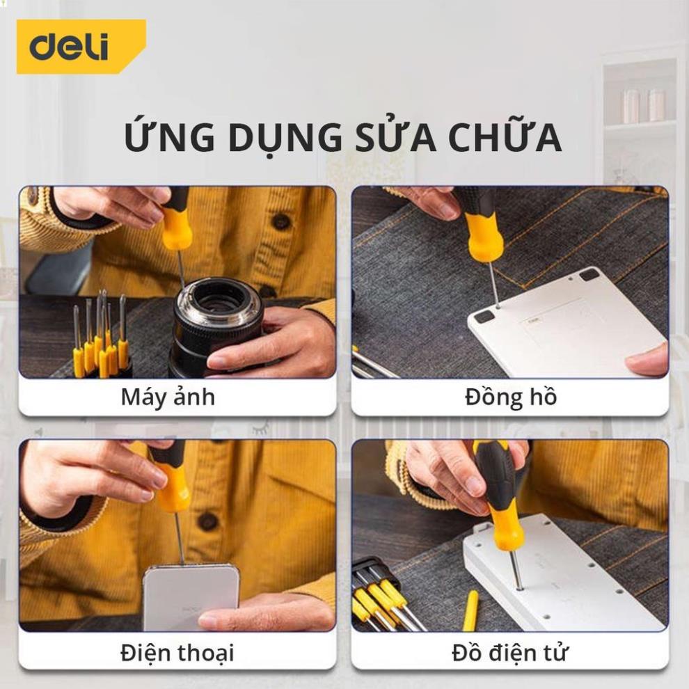 [LIFEDL157] Bộ Tua Vít Deli 9 Chi Tiết Đa Năng, Nhỏ Gọn, Tiện Dụng - Vặn Ốc Vít, Sửa Chữa Đồ Dùng Gia Đình - DL636009 .