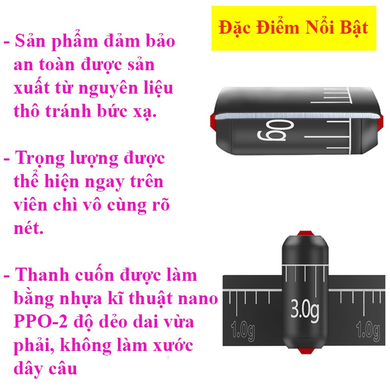 Chì Lá Câu Cá Cuốn Sẵn Chuyên Câu Đài Câu Đơn Có Thanh Cuốn Trì Cao Cấp PK-14 ( Sét 10 Viên )