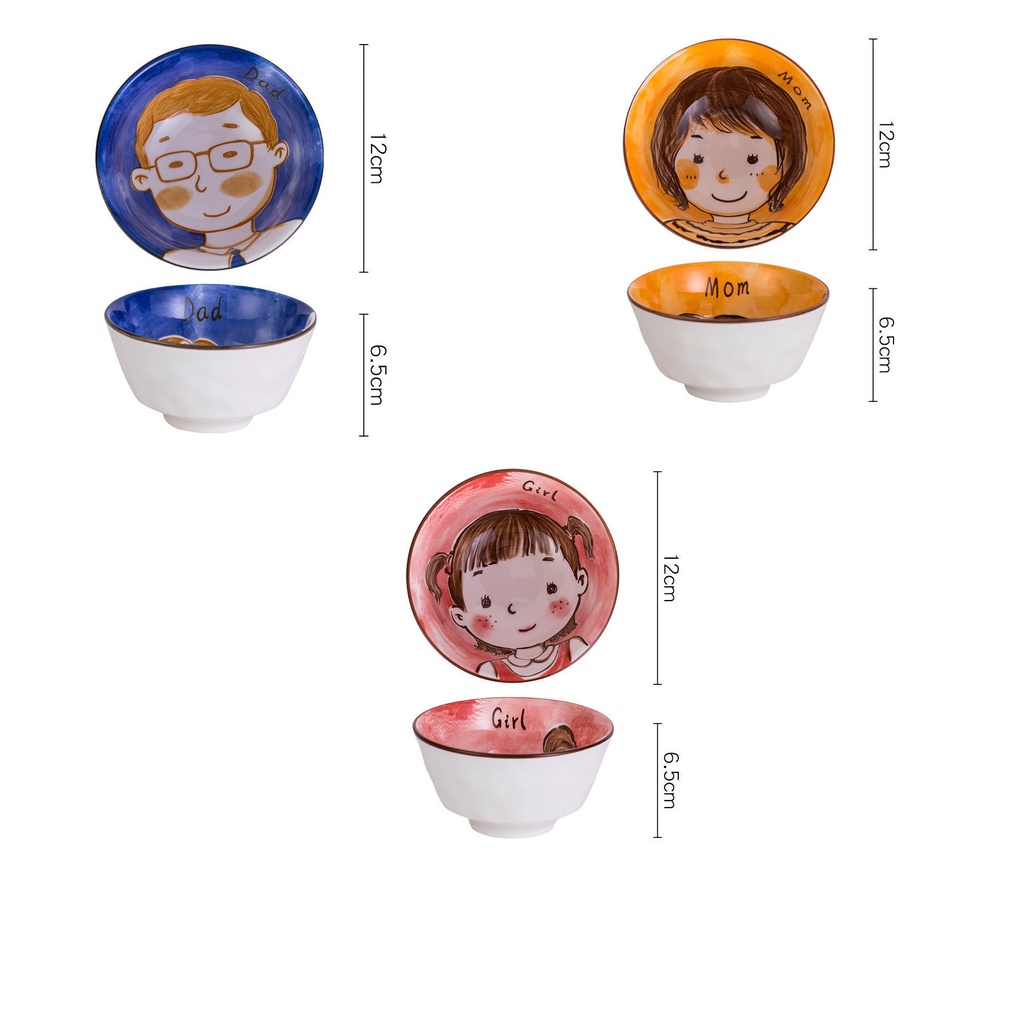 Bát sứ ăn cơm hình gia đình dễ thương - Shop Mẹ Khoai
