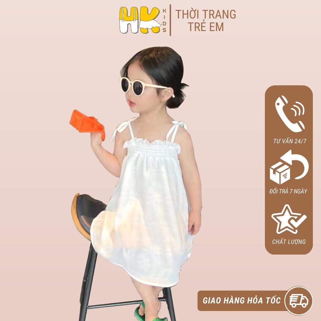 Váy 2 dây cho bé HK KIDS, đầm đi biển chất thô đũi mềm mại thoáng mát size cho bé từ 3-8 tuổi