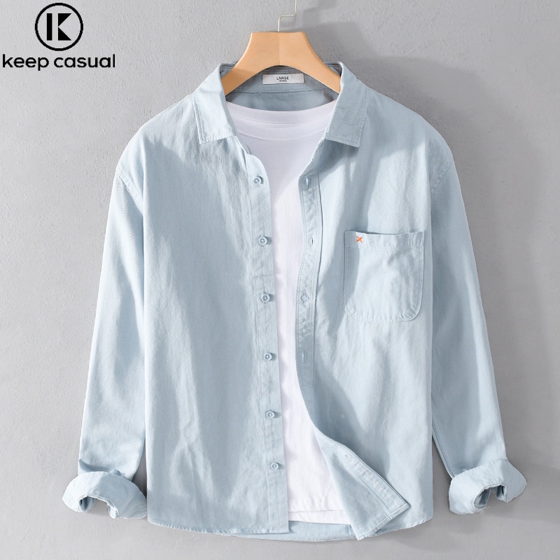 Áo Sơ Mi Cotton Tay Dài Đơn Giản Thời Trang Cho Nam