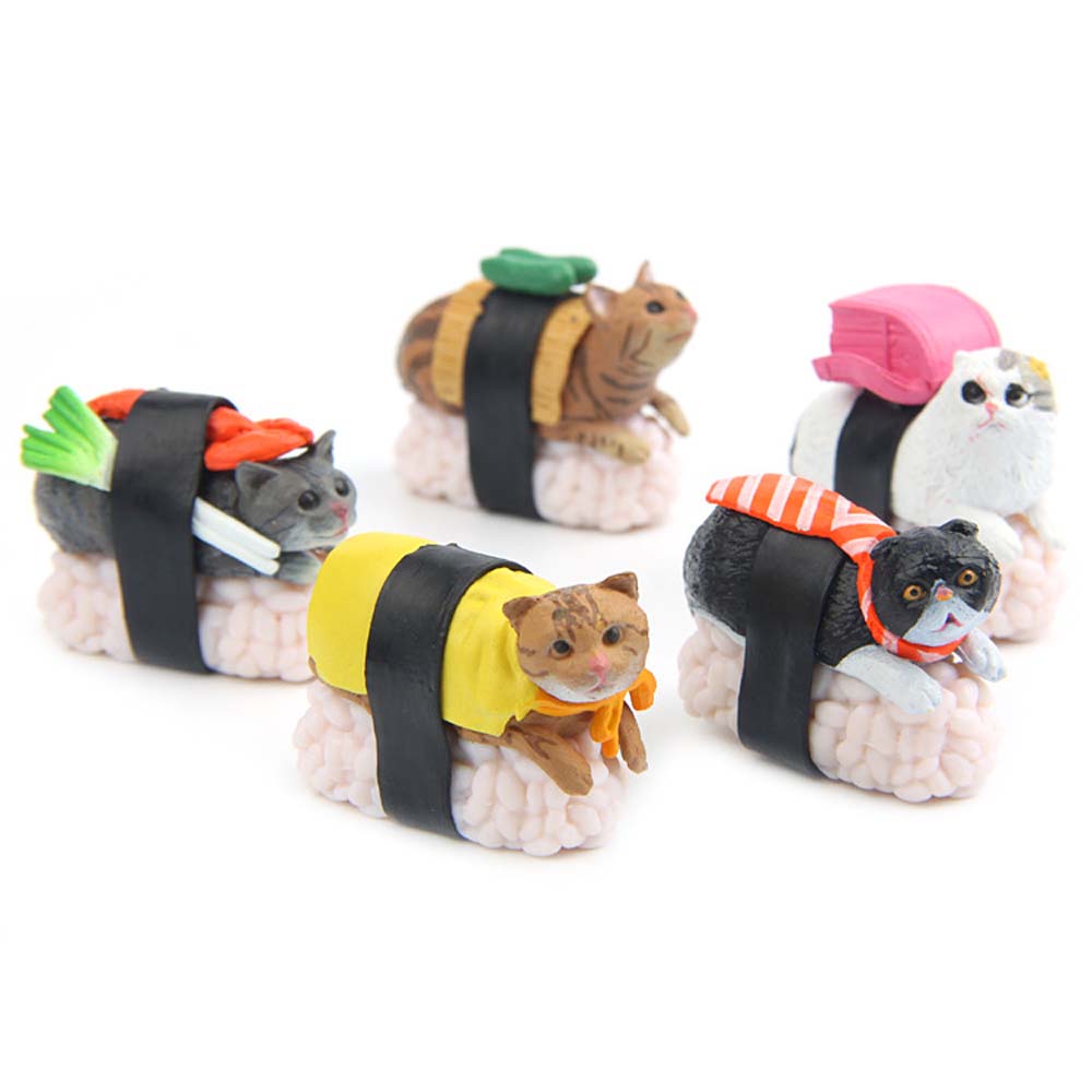 Set 5 Đồ trang trí Mèo Sushi Trang Trí Đáng Yêu