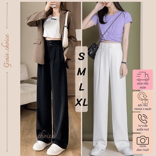 [SALE XÃ LỖ] Quần tây đen ống rộng lưng cao 2 khuy, quần ống rộng lưng cao