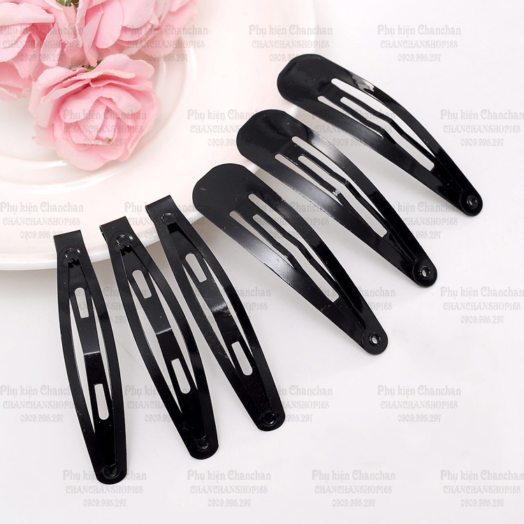 Kẹp mái đen trơn 6k / câp (2 kẹp)