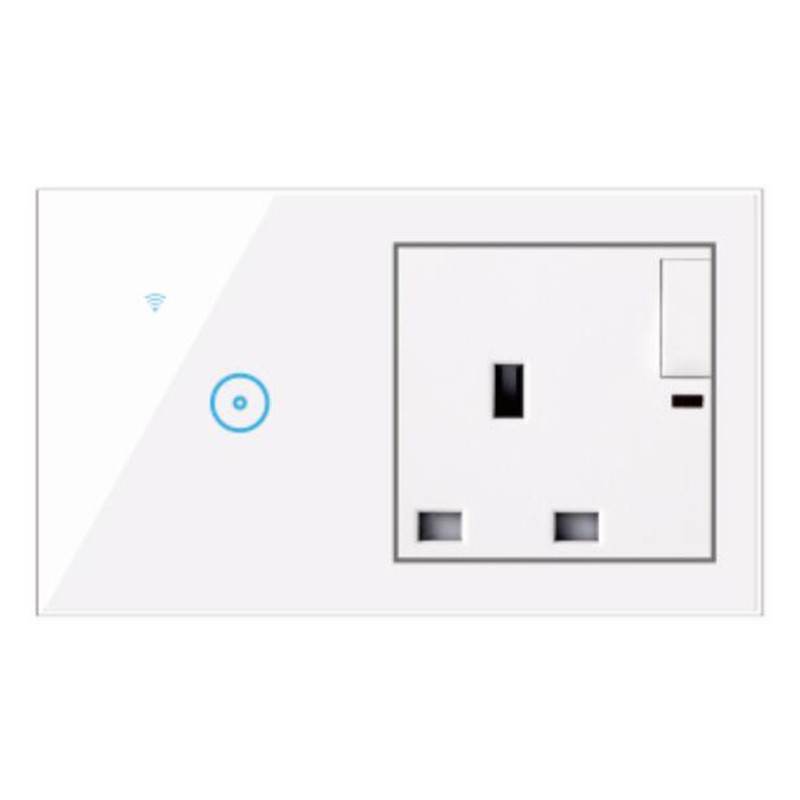 ⋐⋐ Wifi Touch Switch with UK Standard Socket Remote Control Work with Google home Amazon Alexa 1 2 3 Gang Smart Wifi Switch 【nuuo】
