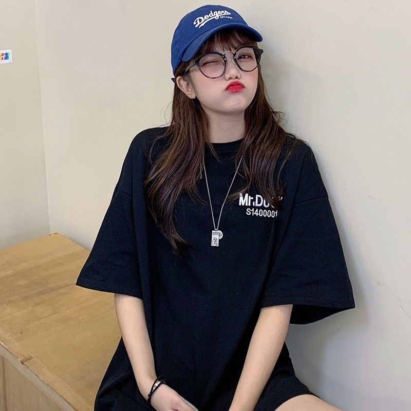 Áo Thun COZOK Ngắn Tay Dáng Rộng In Chữ Kiểu Hàn Quốc Cá Tính Cho Nữ