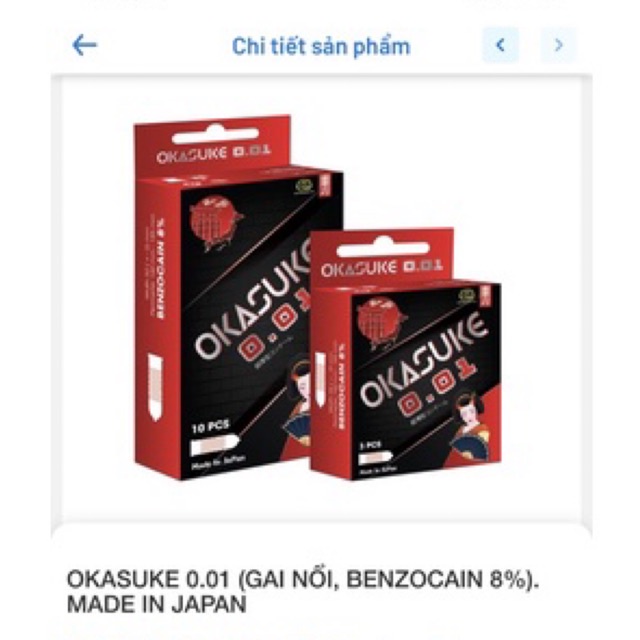 Bao cao su OKASUKE 0.01 gan gai nổi, siêu mỏng, ôm sát, chống tụt, kéo dài thời gian quan hệ.