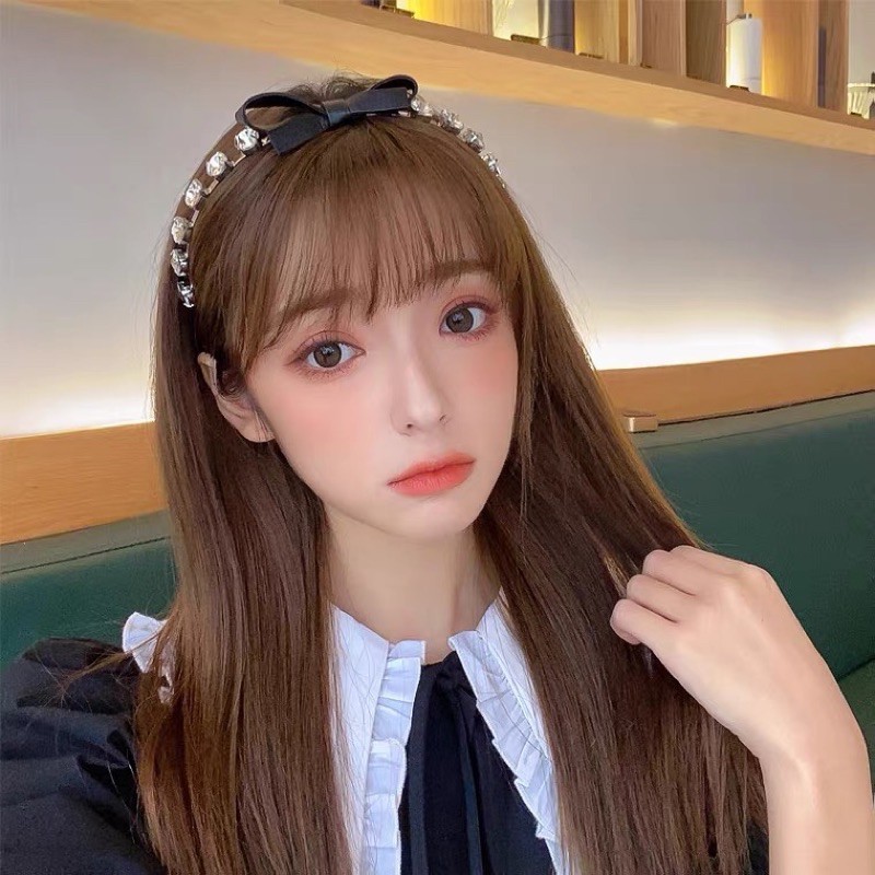 CHUNI Store Cài tóc nơ đen da đính bling bling siêu sáng sang