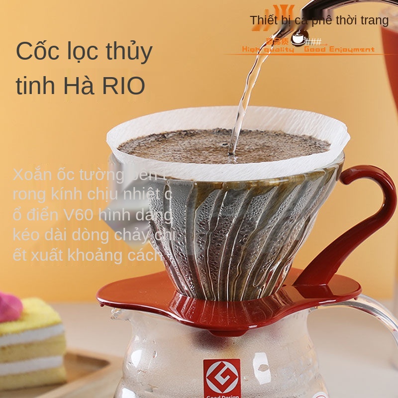 Bộ lọc thủy tinh chịu nhiệt HARIO Nhật Bản bộ lọc mây chia sẻ bình cà phê V60 Bộ lọc nhỏ giọt cầm tay VDG