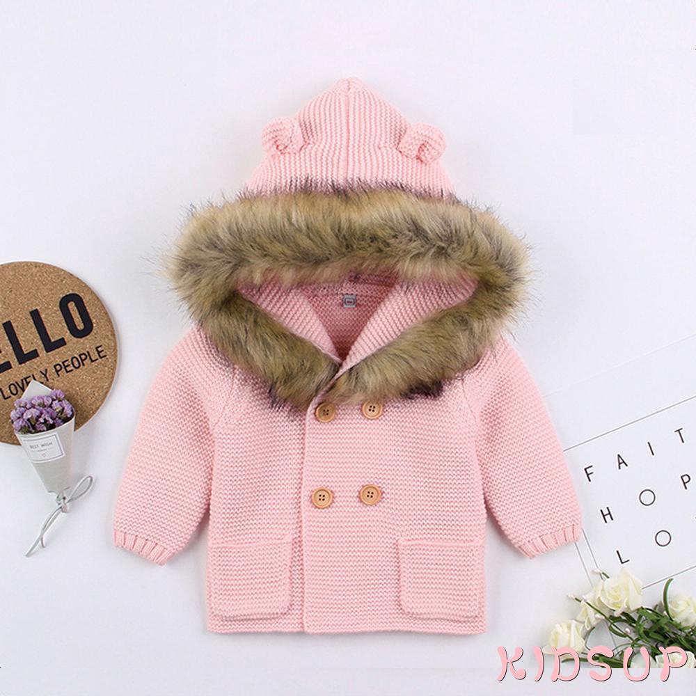 Áo Khoác Cardigan Dệt Kim Giữ Ấm Mùa Đông Cho Bé