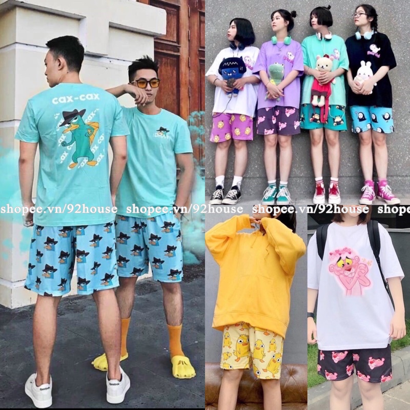Quần đùi lửng mặc nhà hoạ tiết hoạt hình, chất thun thể thao thoáng mát, freesize
