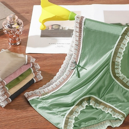 Mới Quần Lót Lụa Satin Phối Ren Gợi Cảm Cho Nữ