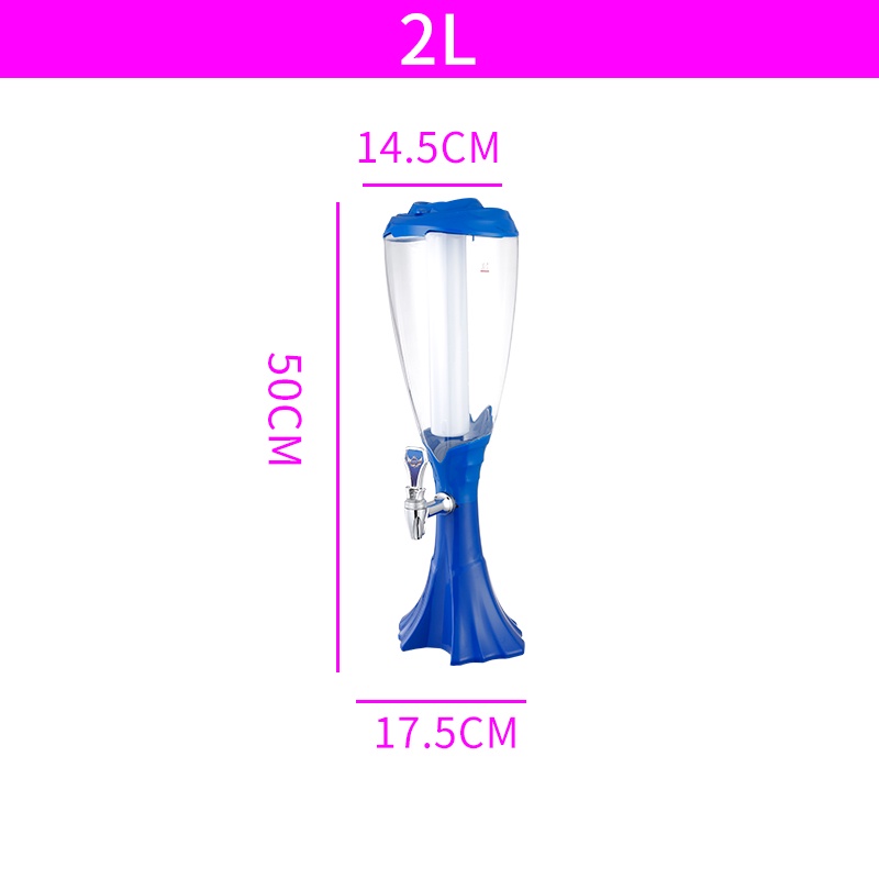 Tháp Bia HC18 2 Lít 4 Màu Chọn Lựa Lõi Đá Giữ Lạnh Đèn Led 7 Màu Nhựa cao cấp an toàn bền đẹp Bộ đầy đủ