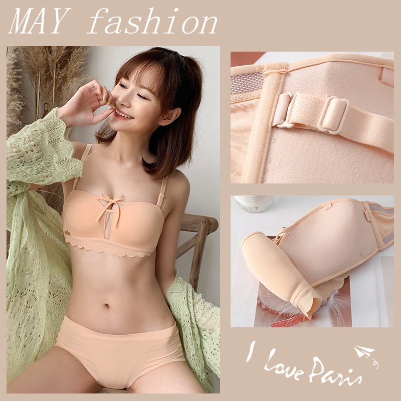 Áo lót chống tuột cup ngang thắt nơ vải su siêu mịn
