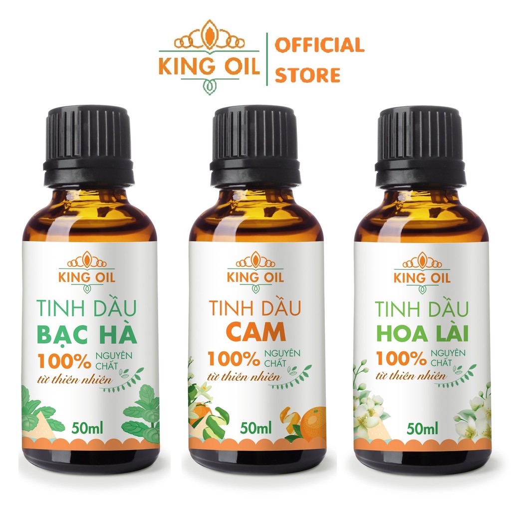 Tinh dầu nguyên chất 50ml Sả Chanh/ Bạc Hà/ Vỏ Quế/ Oải hương/ Bưởi/ Cam/ hoa Lài/ Quýt/ Trầm/ tràm huế/ Gừng/ hoa Hồng