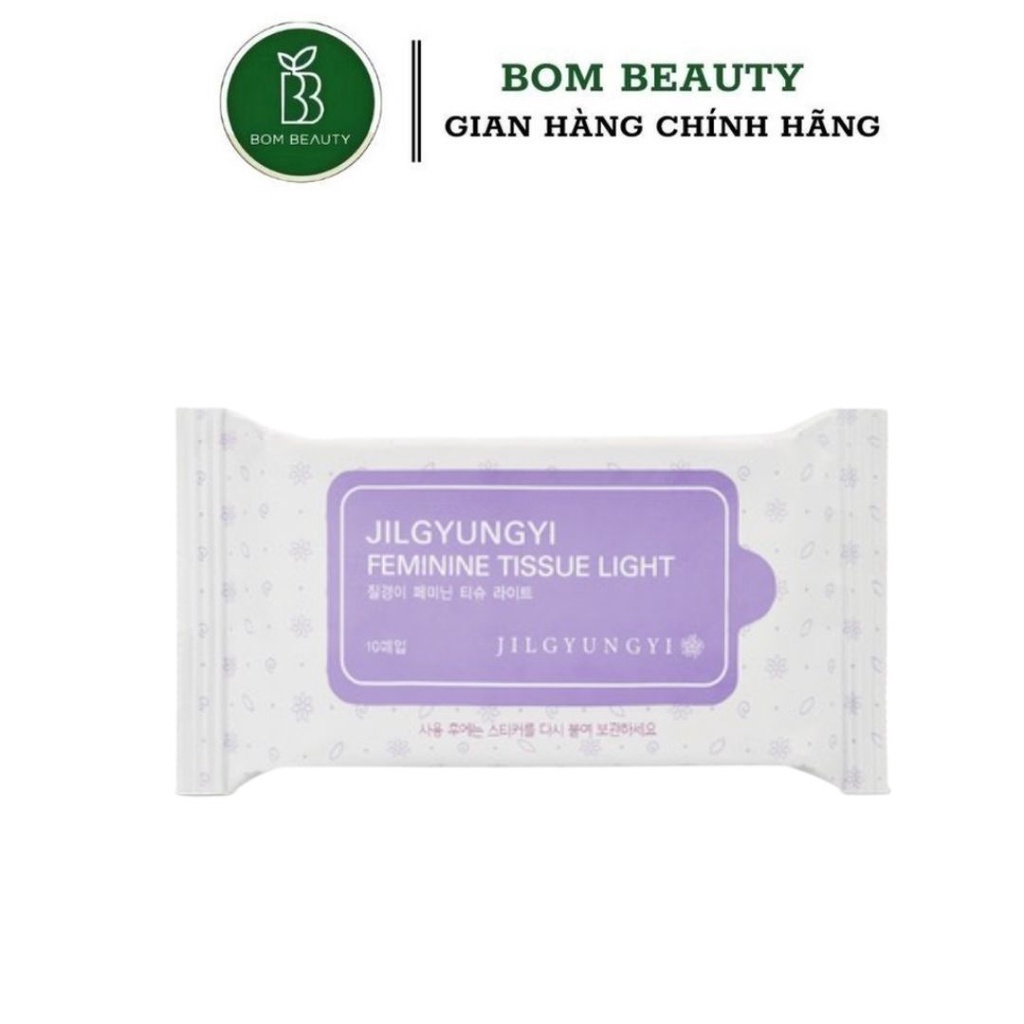 Túi 10 Khăn giấy vệ sinh vùng kín JilGyungYi Feminine Tissue Light (oải hương)