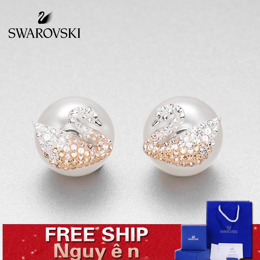 FREE SHIP Bông Tai Cá Tính Nữ Swarovski ICONIC SWAN Thiên nga màu Gradient Earrings Crystal FASHION Trang sức trang sức đeo THỜI TRANG