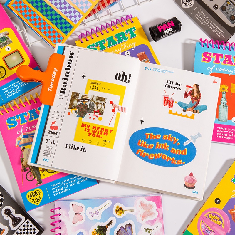 Set 30 / 50 Thẻ Sticker Combo Nhiều Loại Dạng Cuốn Lò Xo Y2K Style