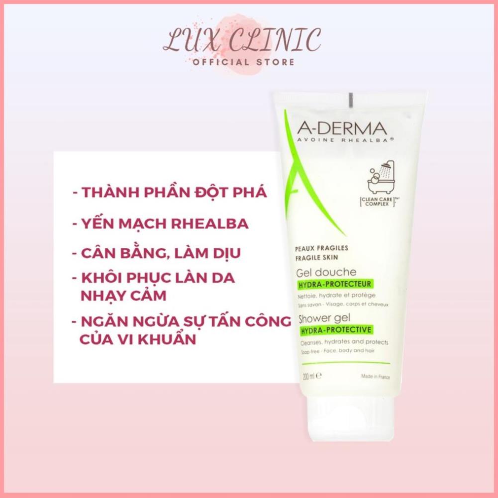 Gel tắm gội cho da nhạy cảm A-Derma Hydra-Protective Decyl Glucoside 200ml