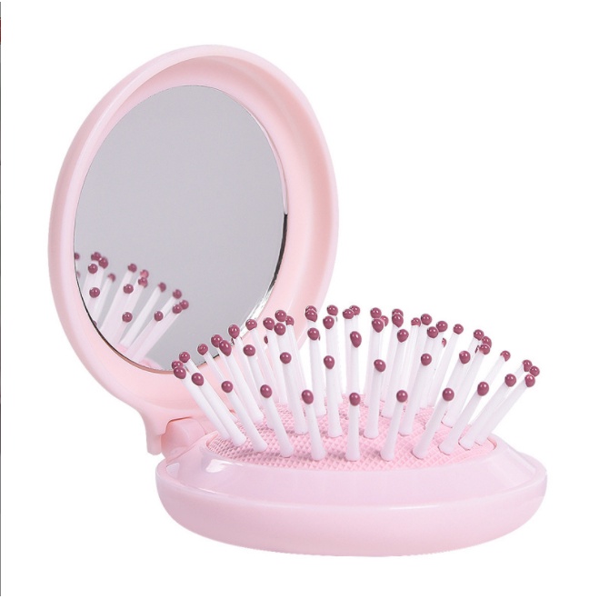 Lược Chải Tóc Massage Da Đầu Thiết Kế Nhỏ Gọn Có Gương Trang Điểm Tiện Lợi Life-365