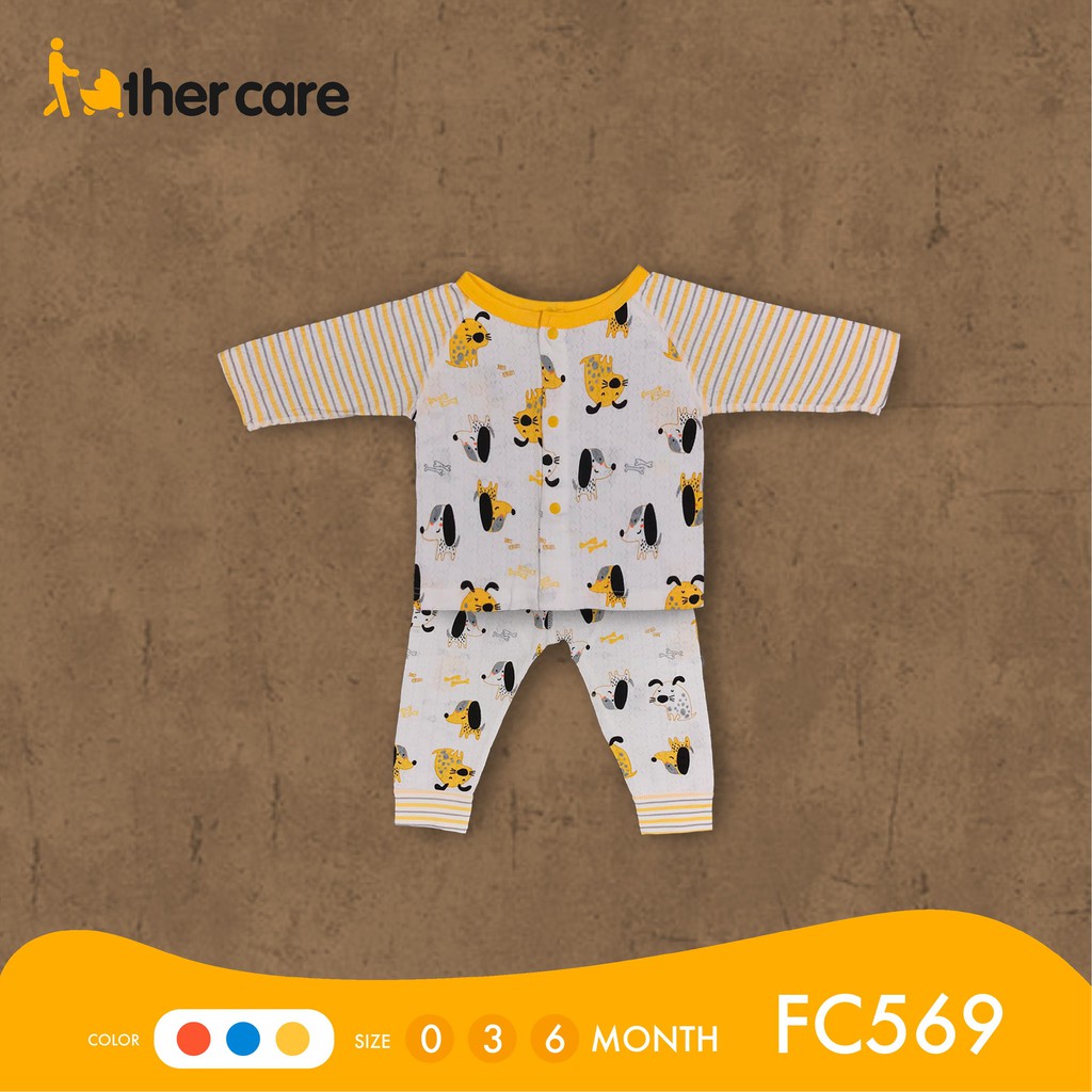 Bộ Quần Áo sơ sinh DT FatherCare Cài Giữa - Họa Tiết Cún Kẻ FC569
