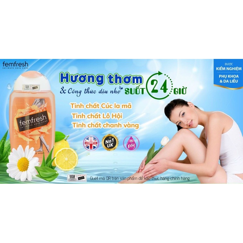 Dung dịch vệ sinh phụ nữ femfesh 250 ml uk chính hãng