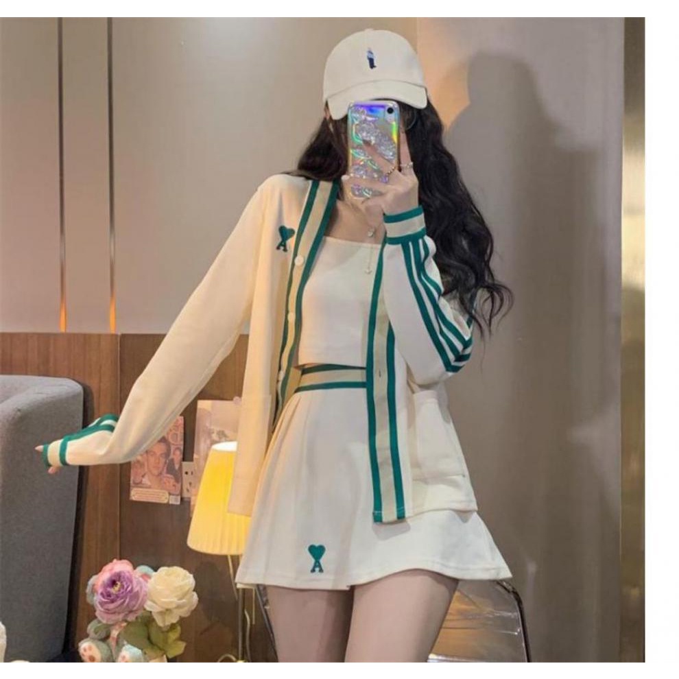 Set Đồ Thể Thao Gồm Chân Váy Ngắn Phong Cách Preppy Thời Trang Xuân Thu 2022
