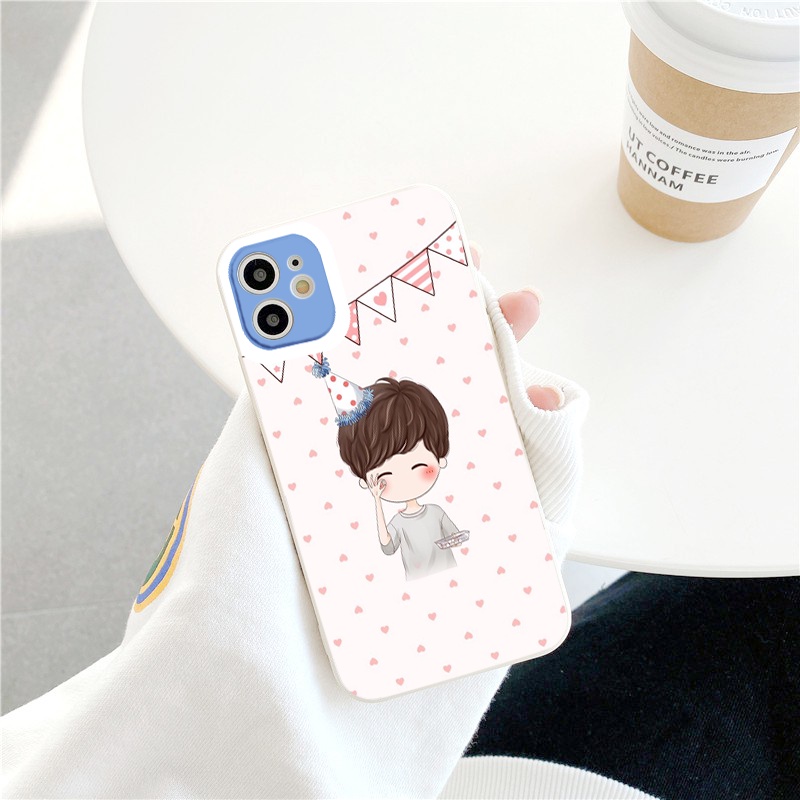 Ốp điện thoại iphone viền vuông cặp đôi Happy Birthday đủ mã cho iphone 7plus/8plus/6/6s/7/se2020/11/12/13pro/x/xr/xsmax