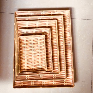 Đĩa Nhựa Giả Mây Tre Đan Hình Chữ Nhật Nhiều Size