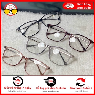 Gọng kính cận vuông dáng nữ nhựa dẻo càng kim loại thời trang cao cấp