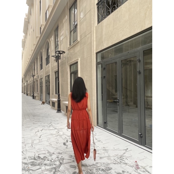 Đầm nữ - váy nữ dáng suông xếp tầng vải lụa hàng thiết kế