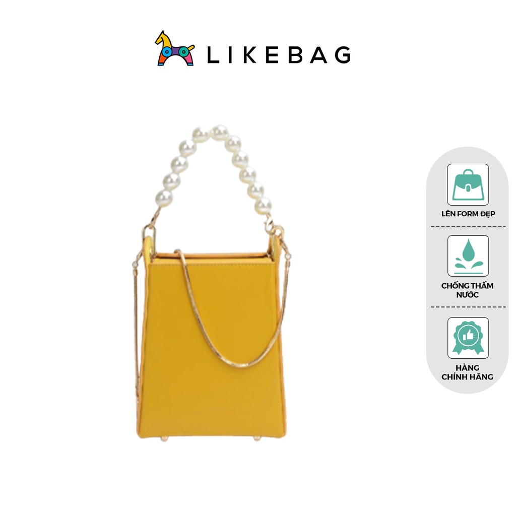 Túi xách nữ đeo vai, cầm tay LIKEBAG form vuông mini phối ngọc trai sang trọng XK289 - LIBAGI
