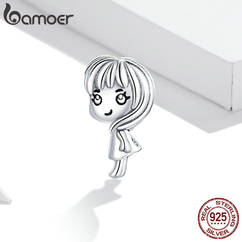 Phụ kiện vòng tay Bamoer BSC399 bằng bạc 925 thật hình bé trai/bé gái nguyên gốc 3mm DIY