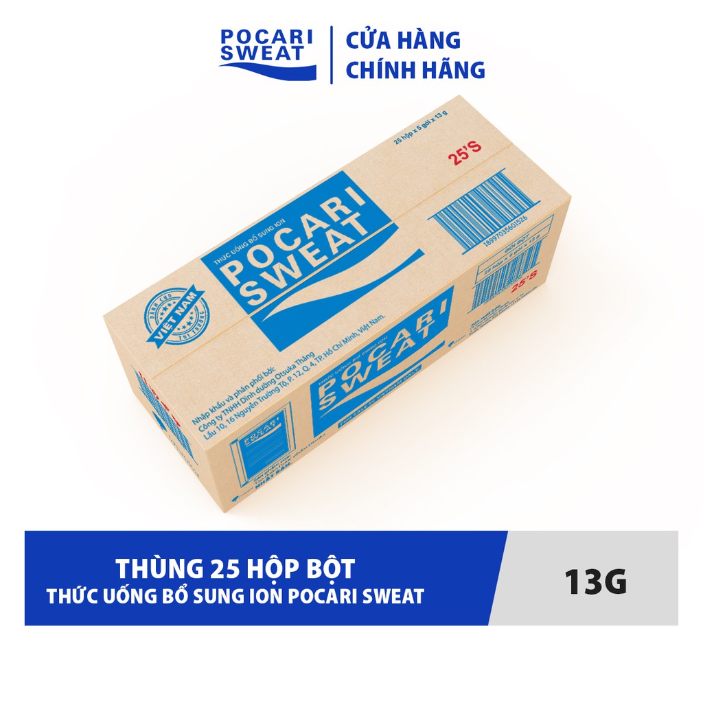 Thùng 25 Hộp Thức uống Bổ sung ion Pocari Sweat dang bột ( Hộp 5 gói-13 gr/gói)