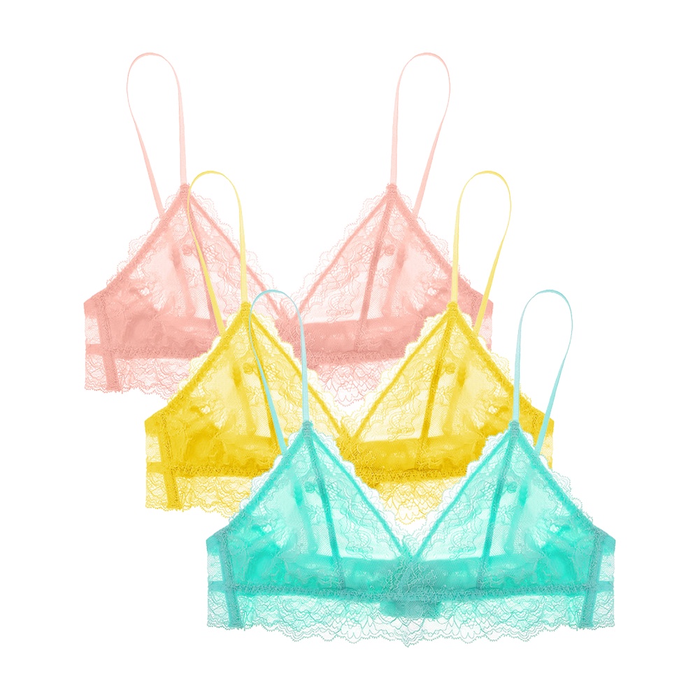 Varsbaby ultra-thin french lace underwear for women transparent seamless comfortable underwear triangle bra 3pcs / lot D322BB