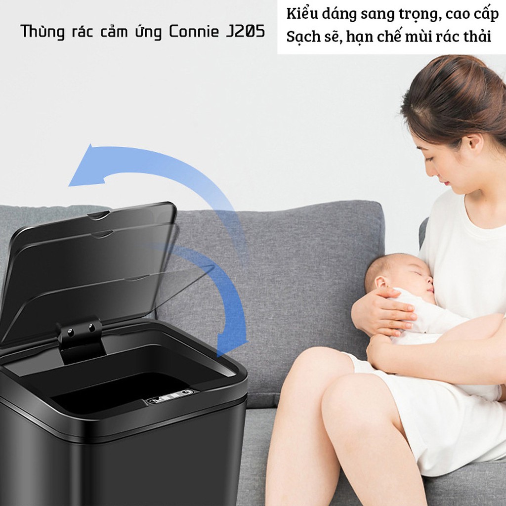 Thùng rác cảm ứng SMART BIN - Thùng rác thông minh dung tích 16L - 14L - 12L kèm pin 2XAA sạc lại được mẫu 2021