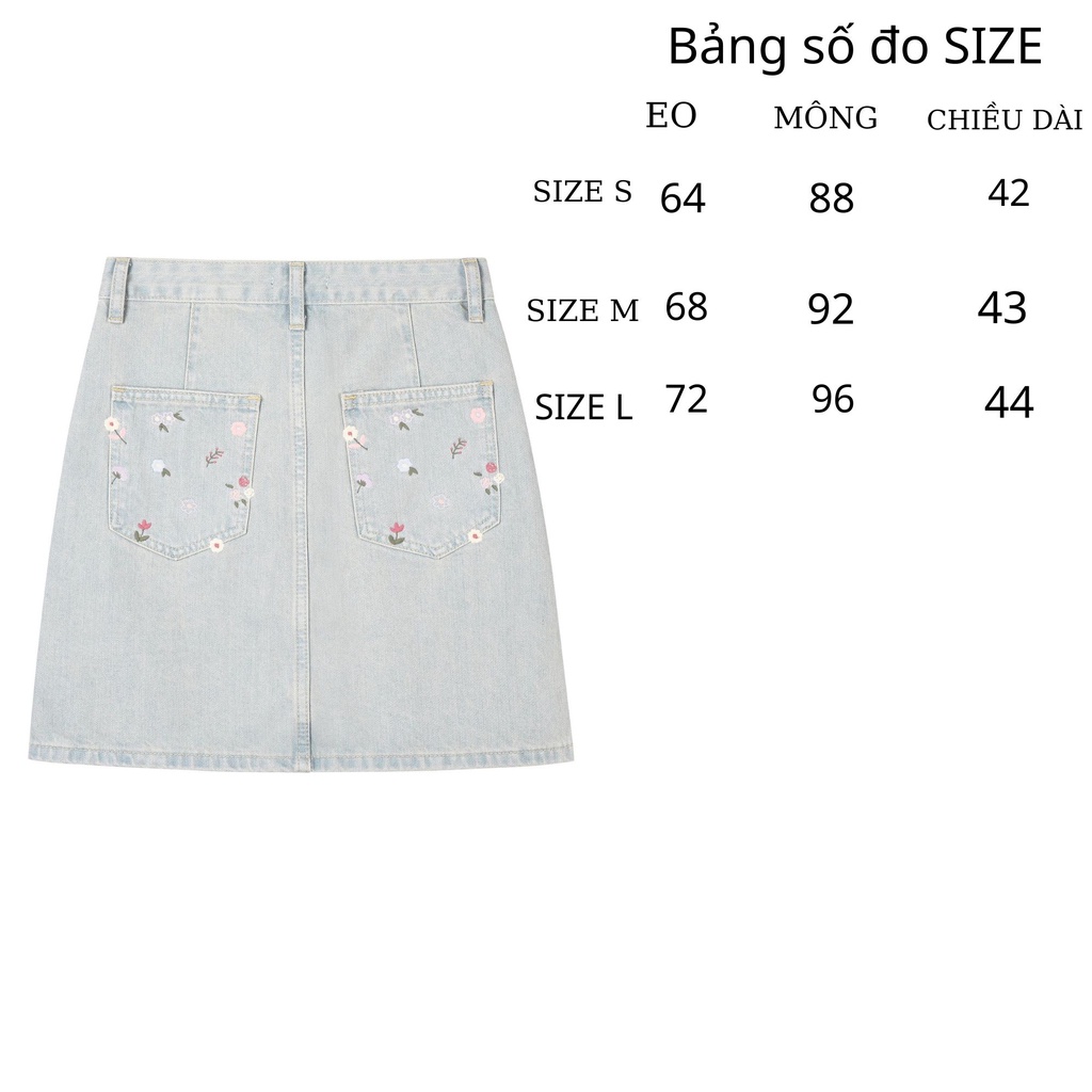 Chân Váy Jean Chữ A Thêu Hoa Lưng Cạp Cao Màu Sáng Thời Thượng Phù Hợp Đi Chơi Chân Váy Bò Denim  Chữ A  Cv25701