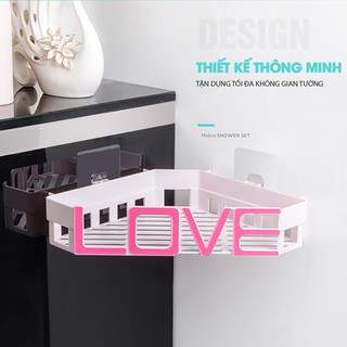 Kệ góc phòng tắm treo tường thông minh hình chữ LOVE, không cần khoan tường