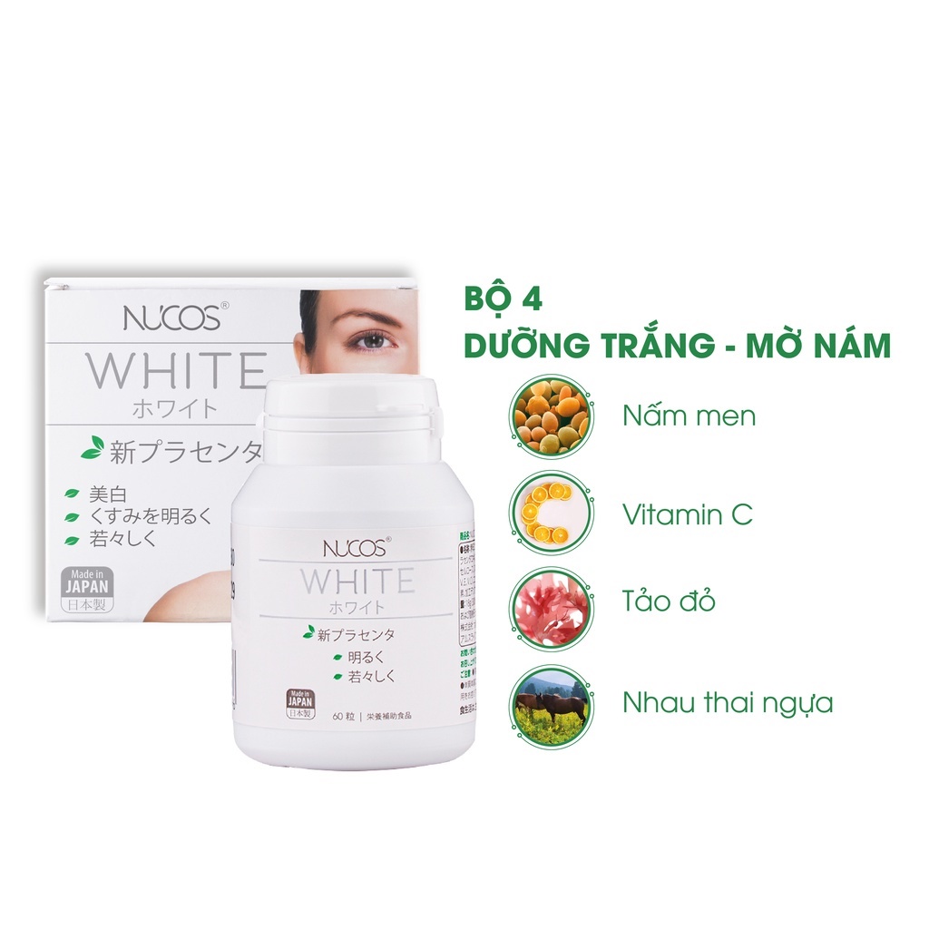 Viên uống trắng da mờ thâm nám Nucos White 60 viên