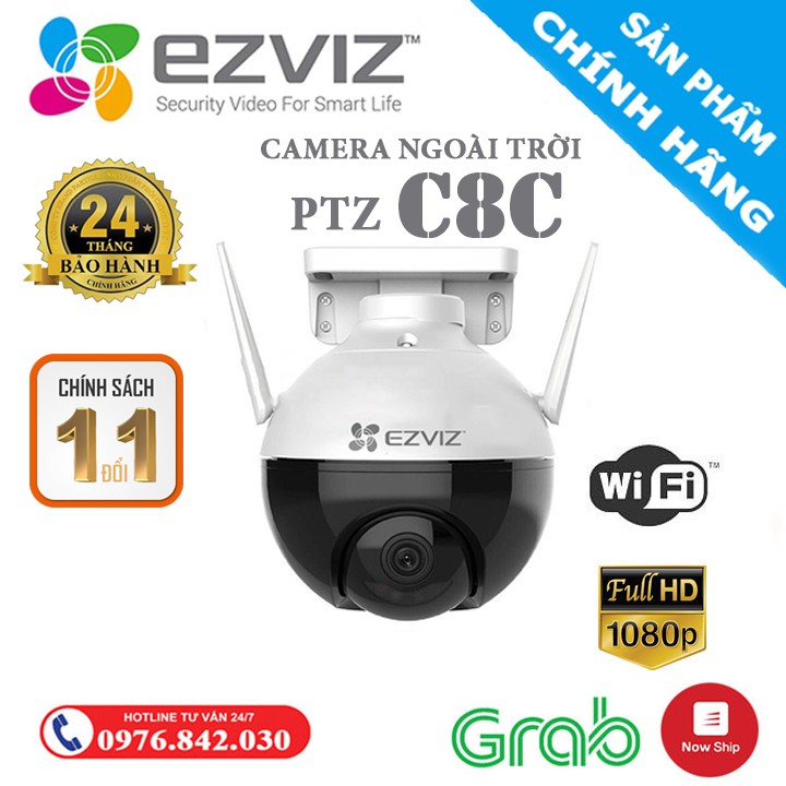 Camera Wifi ngoài trời Ezviz C8C Full HD 1080p |Camera giám sát góc rộng, xoay 360 độ Tích hợp AI, Có màu ban đêm